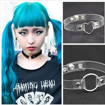 

2020 Punk Ladies Gothic Leather Anime Choker Necklace Heart Round Spike Rivet Buckle Collar Necklaces & Pendants Collier Femme