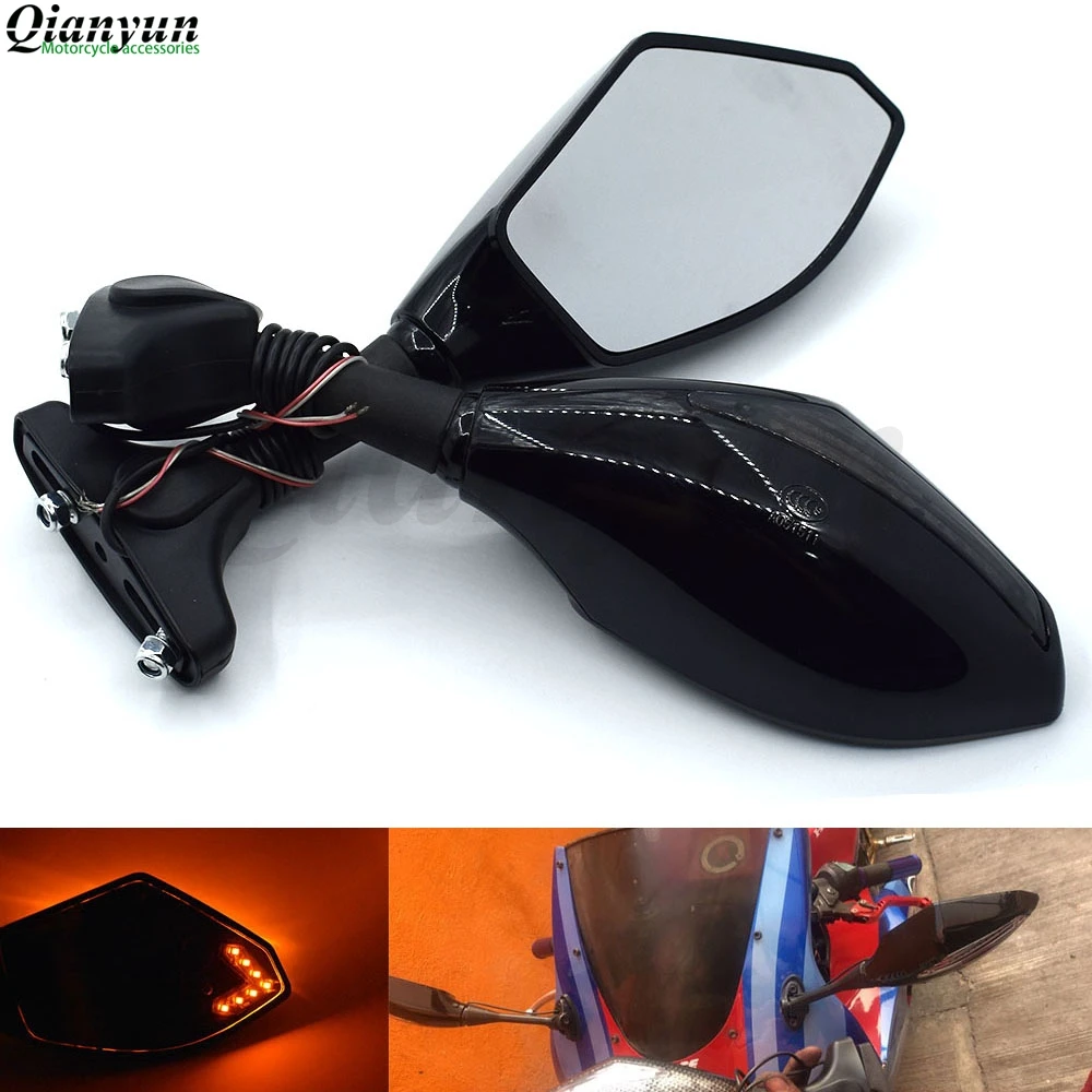 

Universal Motorcycle LED Steering Light Flash Rearview Mirror Side View Mirror for Kawasaki ZX6R ZX636 ZX10R Z1000 Z750R Z1000SX