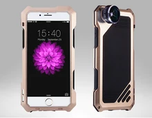 Luxury powerful Anti-knock Metal Aluminum mobile phone cases For iphone 6 SE 5 5S 6S Plus with Fisheye,wide Angle,Tempered glass