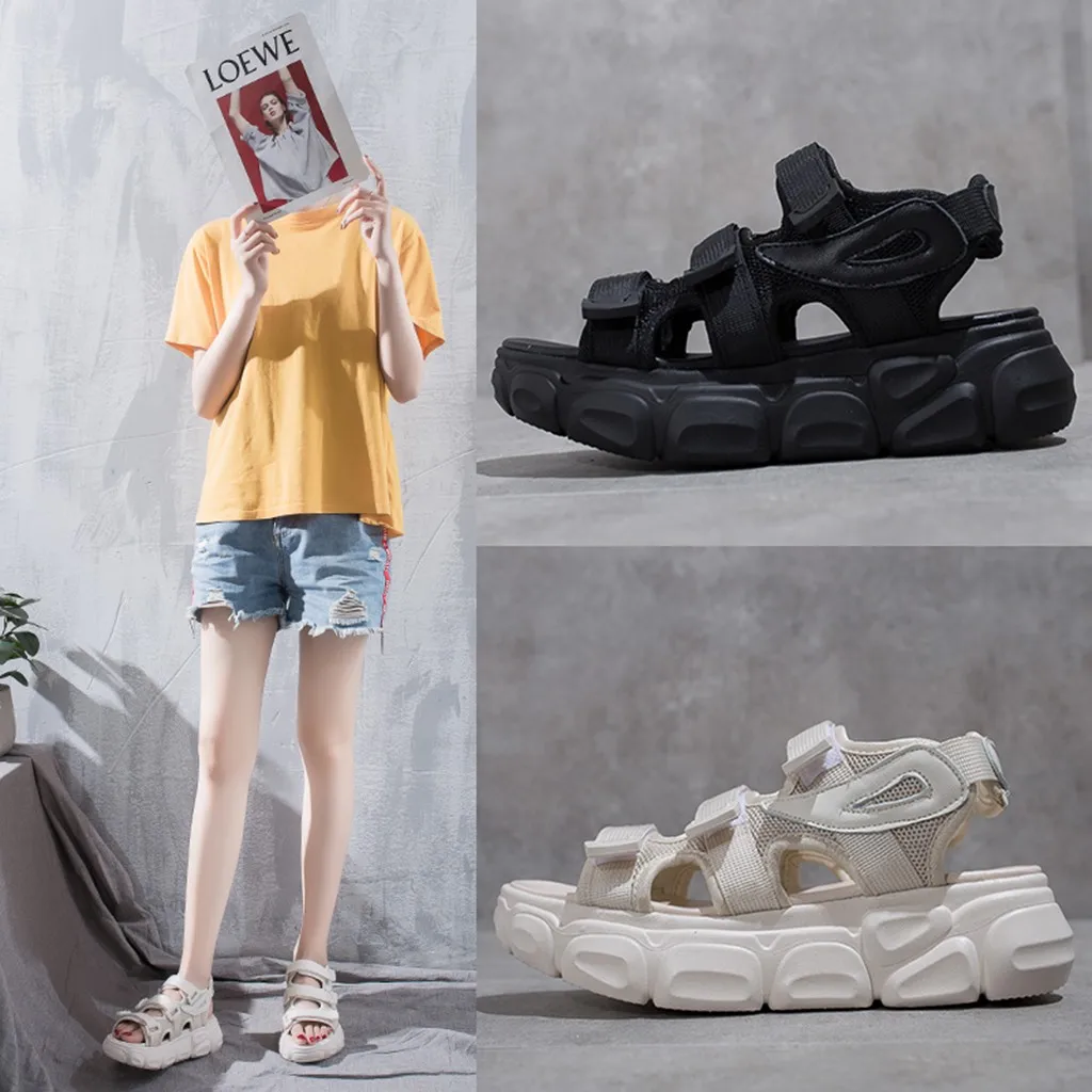 

Summer Women Ladies Sport Neutral Open Toe Solid Casual Platforms Sandals Shoes