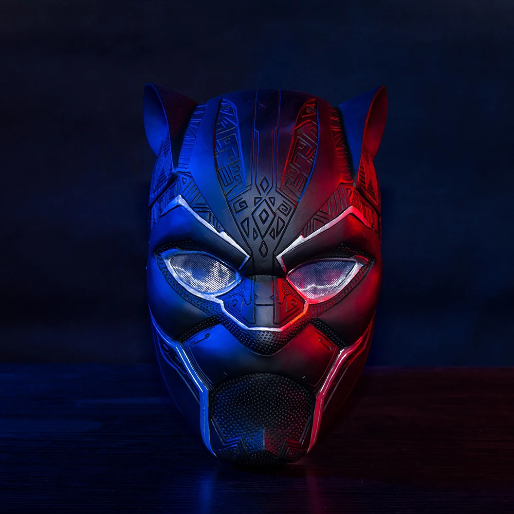 2018 New Black Panther Helmet Cosplay T'Challa Mask Costume Halloween Helmet Handmade PVC prop (2)