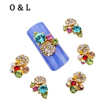 10pcs Newest Colorful 3d Nail Art Decorations Glitter Gold Alloy Charm Rhinestone Jewelry DIY Strass Scrapbooking Nail Tools