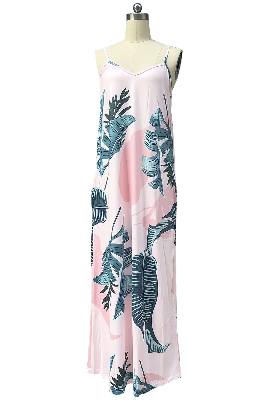 Gladiolus Elegant Long Dresses Bohemian Sundress 2018 Women V-Neck Spaghetti Strap Print Floral Maxi Causal Loose Summer Dress (24)