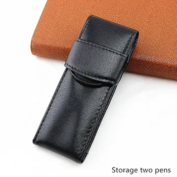 

Genuine High Quality Leather Fountain Pen Case / Bag for 2 Pens - Black Pen Holder / Pouch