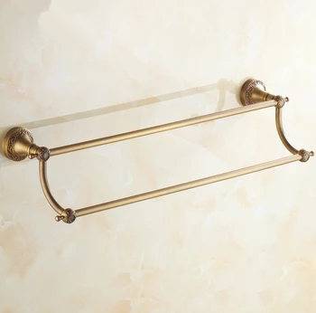 

2016 Bathroom Accessories, Brass Material Antique brass Finish Double Towel Bar&Towel Rack /Vintage Carving Flower Design Style