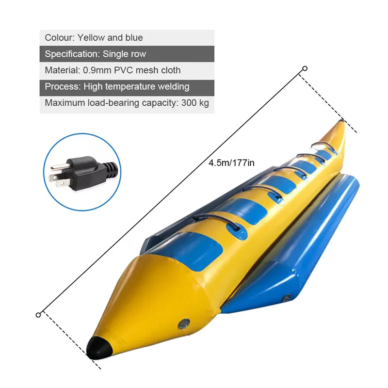 Надувная лодка банан водные спортивные игры ПВХ анти-тонущий 300 кг нагрузка 3-5 человек толстая износостойкая двойная рыболовная лодка - Цвет: US Plug