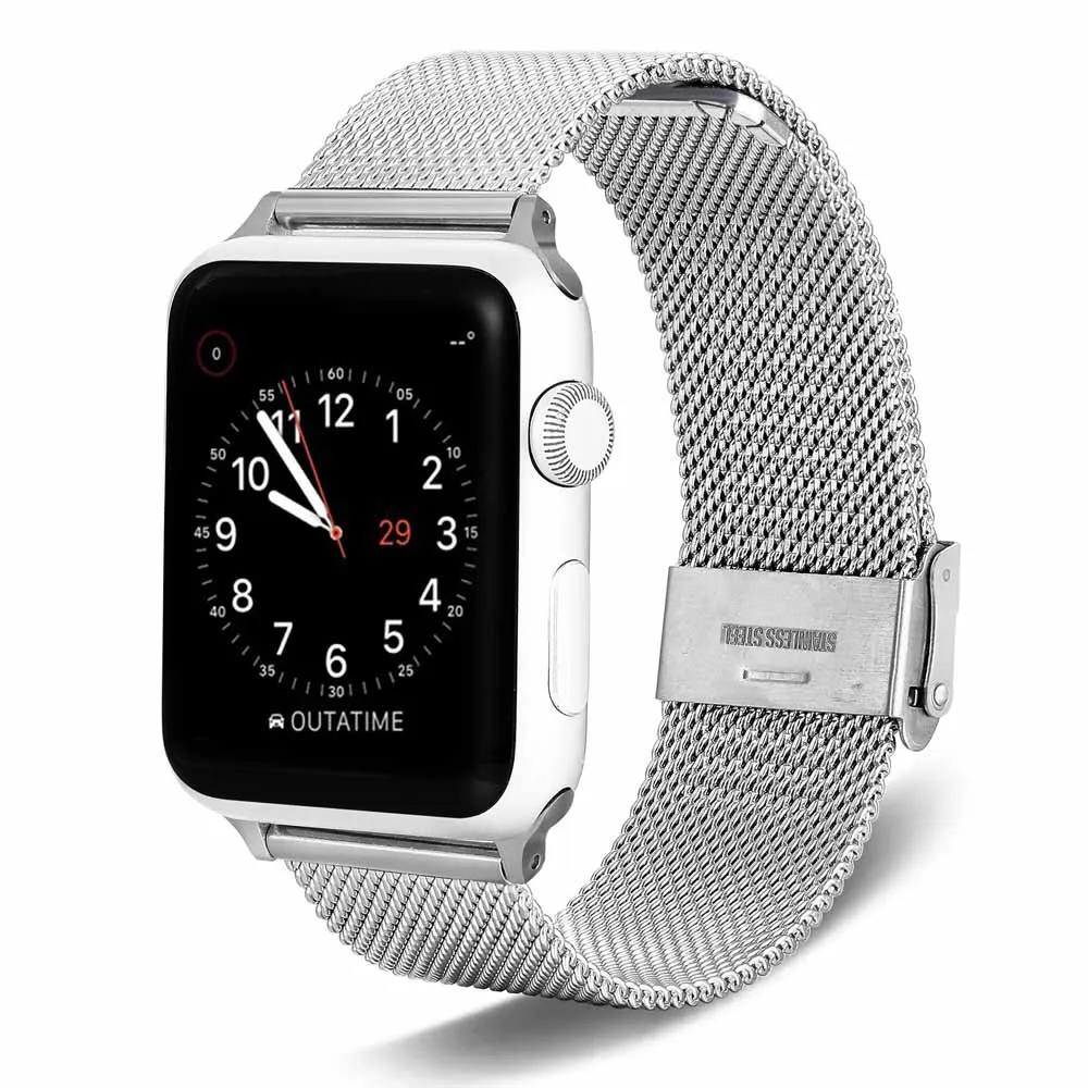 Для Apple Watch band 38/40 42/44 Apple Milanes ремешок из нержавеющей стали браслет iwatch металлический ремешок серии 1 2 3 4 5 - Цвет ремешка: silver