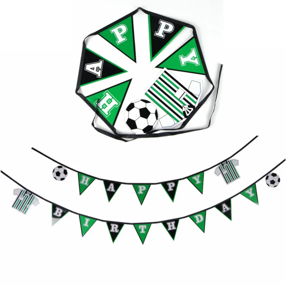 

Soccer Theme Happy Birthday Banner Flag Bunting World Cup Banner Sports Theme Party for Kids Room Boys Hanging Decorations