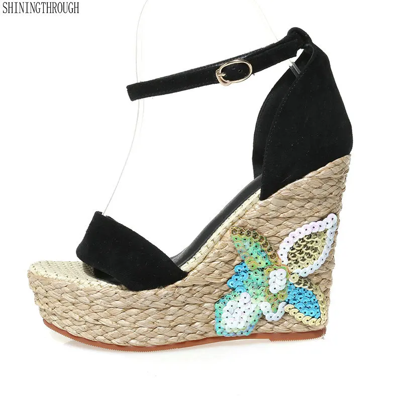 

Summer Style Women Wedge Sandals genuine leather ethnic Open Toe Platform High Heels Women Sandals Ladies Casual Shoes