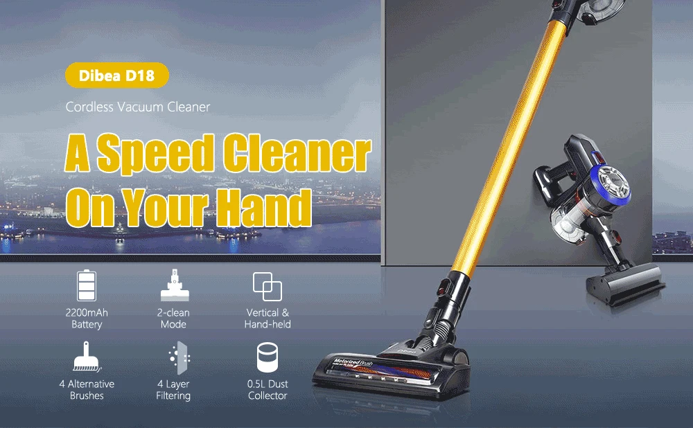 Dibea D18 Handheld Vacuum Cleaner with Motorized Brush