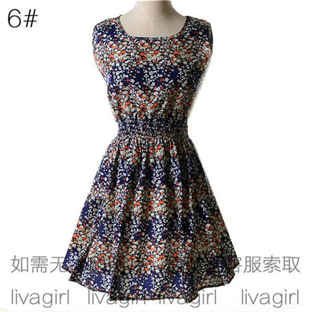 Summer Style Women Dress 2016 Thin Mini O-Neck Sleeveless Short  A Line WOMEN DRESS Plus Size XXL Printed Party Evening Dresses (13)
