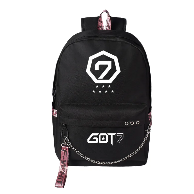 

kpop GOT7 Jackson Mark YuGyeom Same paragraph backpack Large capacity USB charging bookbag purse backpack Canvas backpack