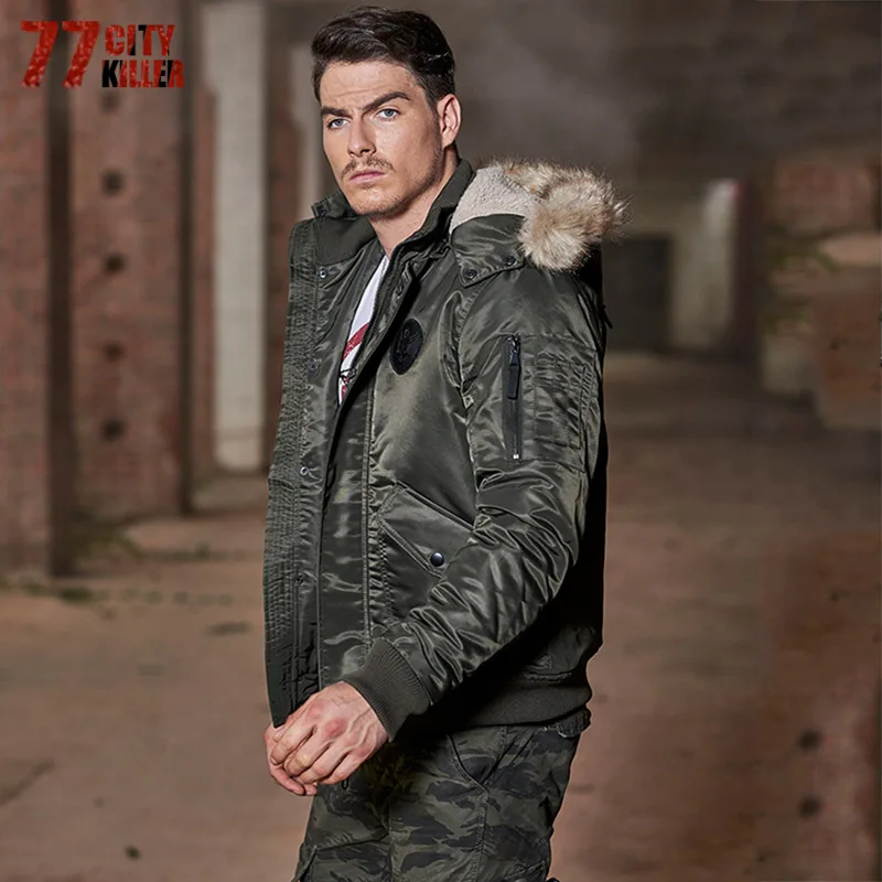 77City Killer верхняя одежда зимняя куртка мужская Высококачественная ветрозащитная куртка с капюшоном толстые теплые парки с меховым воротником мужской размер M-3XL