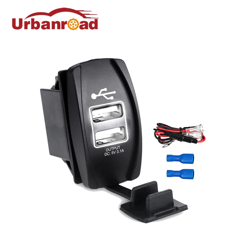 

Urbanroad 12-24V Waterproof Boat Motorcycle Car Dual USB Port Charger Socket Plug usb car cigarette light 2 Port Adapter 3.1A