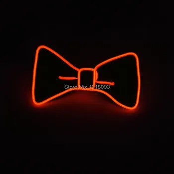 

Fashion High grade Stage Design EL Wire Glowing Bow Tie Neon Cold Novelty Light Bow Tie for Wedding Party Decoration Orange