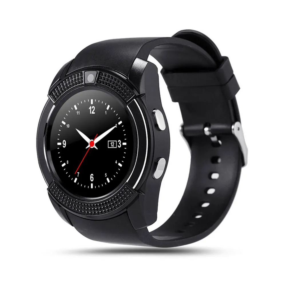 V8 Смарт-часы Bluetooth умные часы с сенсорным экраном наручные часы с камерой/слотом для sim-карты, водонепроницаемые Смарт-часы DZ09 X6 VS M2 A1 - Цвет: Черный