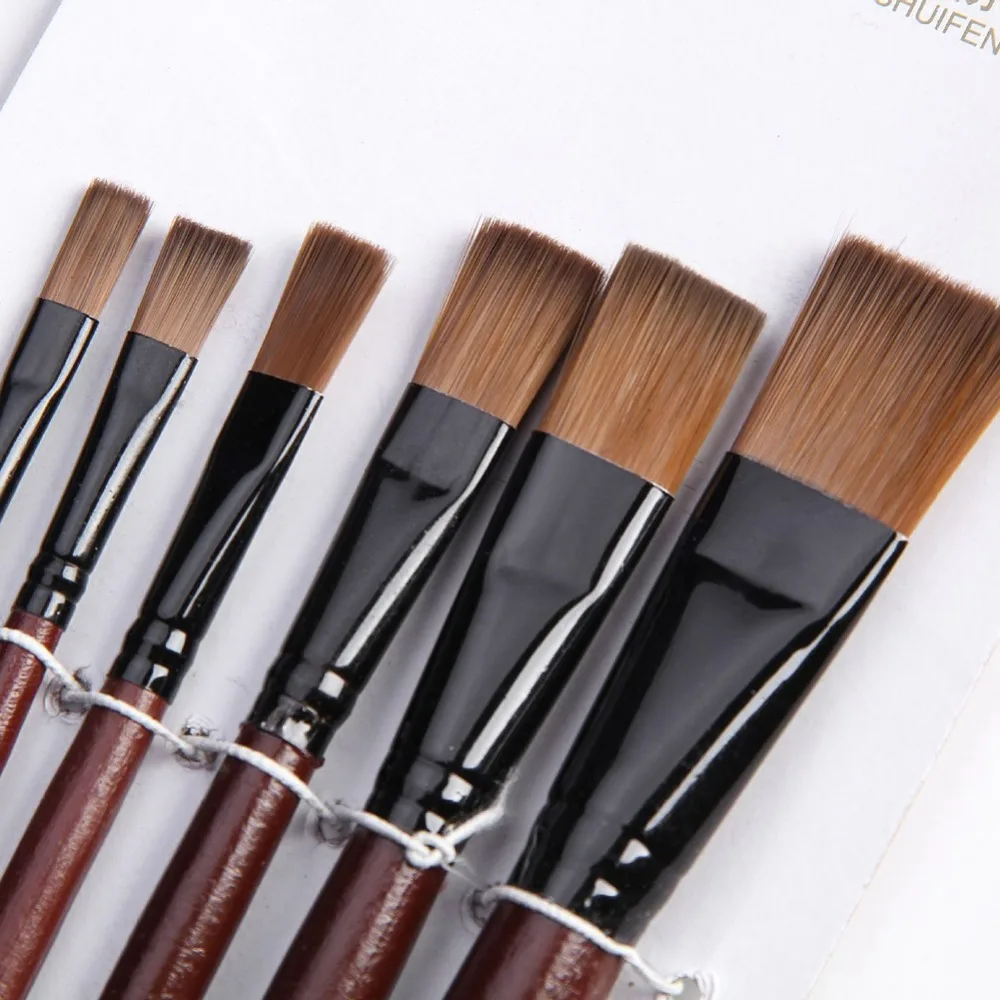 6X коричневые нейлоновые акриловые масляные кисти для фотографий W15|for art|brush forart