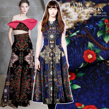 

140cm wide high-level jacquard brocade retro French spring and autumn new digital printing jacquard printed fabric