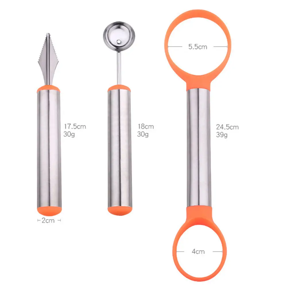 Нож для фруктов из нержавеющей стали набор инструментов резной разделитель целлюлозы двойного назначения фруктовая резка арбуз - Цвет: Оранжевый