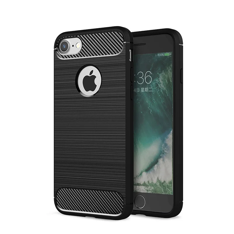 Carbon fiber burshed silicone  case iphone 5 5s 6 6s 7 8 plus (3)