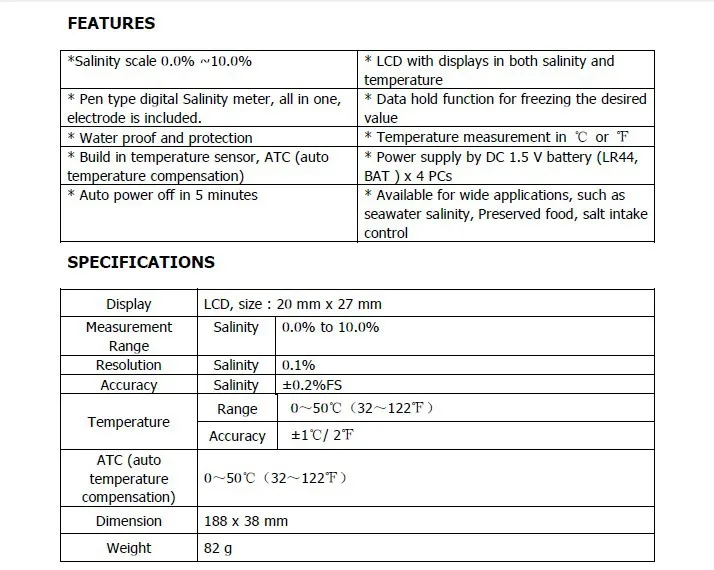 Тип ручки цифровой измеритель солености шкала солености 0.0%~ 10.0% водонепроницаемый ЖК-соленометр точность: 0.2% FS измеритель жидкой воды