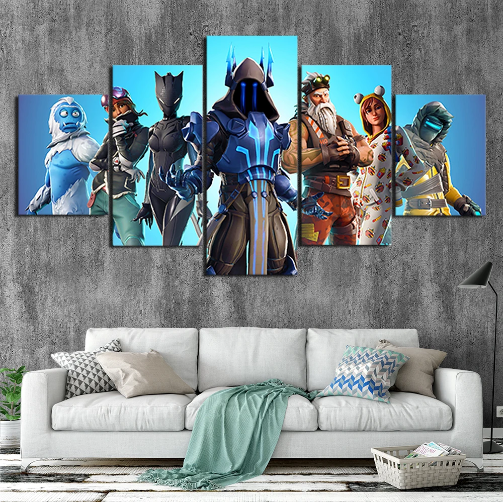 

Canvas Posters Home Decor Wall Art Framework 5 Pieces Fortnite Season 7 Skins Paintings For Living Room HD Prints Pictures