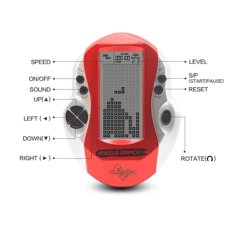Детский пульт с большим экраном портативная консоль тетрис Ретро Мега тетрис игровая консоль встроенные 23 игры классические интеллектуальные игрушки