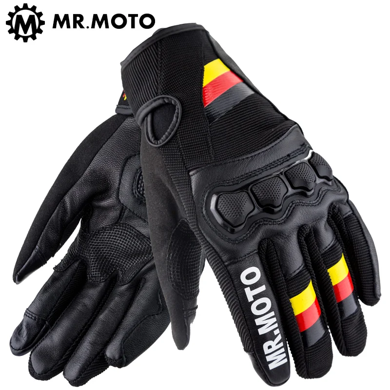 Синие Черные мотоциклетные перчатки, зимние теплые мужские и женские мотоциклетные перчатки, кожаные летние перчатки для велоспорта