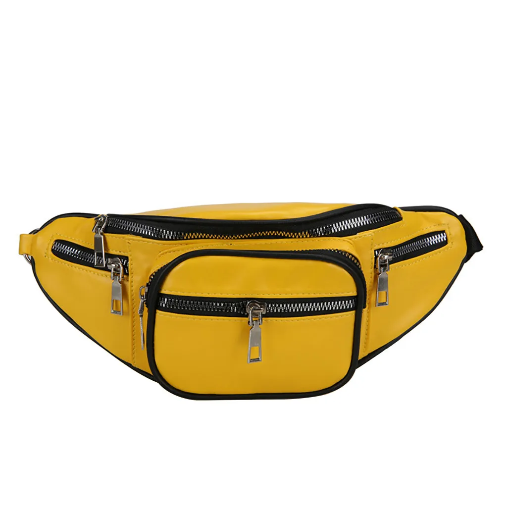 Сумка на пояс, женская сумка на пояс, сумка на пояс, роскошная кожаная нагрудная сумка для телефона, сумочка с несколькими карманами, сумка на цепочке - Цвет: Цвет: желтый