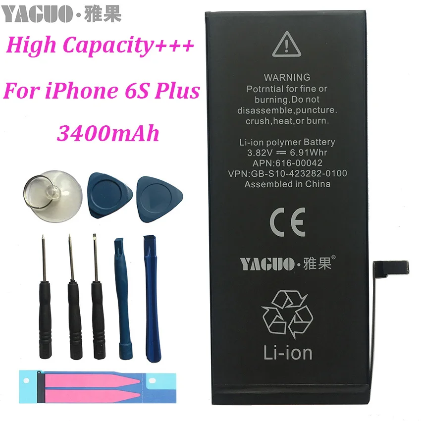 

100% Original Mobile Phone Battery For Apple iPhone 6S Plus 6SP iPhone6SP Super Real Big High Capacity 3400mAh 0 Cycle Tools