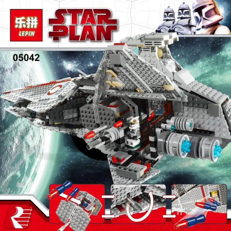 

Lepin 05042 Star Series The Republic Fighting Cruiser Set Building Blocks Bricks Educational DIY puzzele for kids Gift 8039 toys
