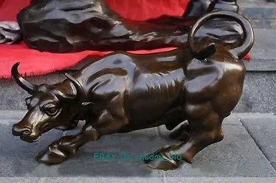 

Big Large Extra Large Bronze coffee Wall Street Bull OX Figure Statue 17"Long Coffee Decoration 100% Brass Bronze