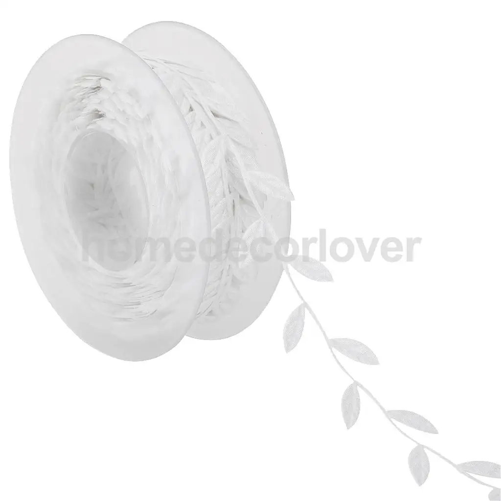 15 m / Roll Artificial Silk Leaf Ribbon - Satin Leaf Leaves Vine Garlands Ribbon Sew On Lace Trim for DIY Handmade Sewing Crafts