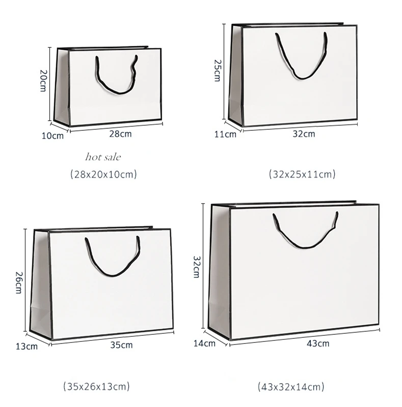100 шт оптом бумажные подарочные сумки для покупок с ручками прочные черные белые свадебные украшения DIY белый картон сумки