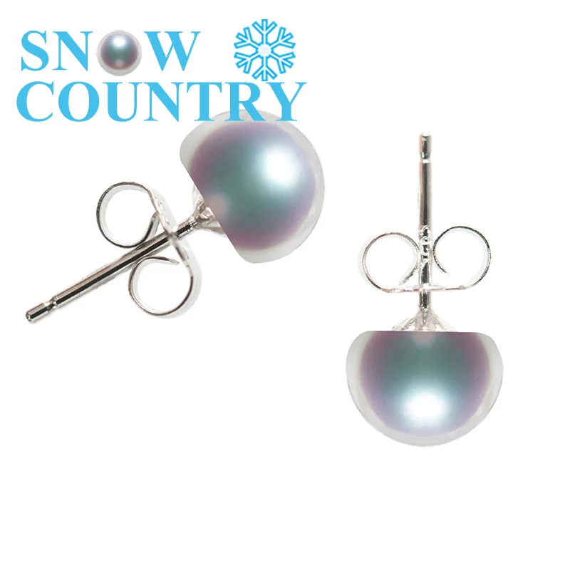 SNOW COUNTRY 2018 New 7-8mm Genuine Freshwater Pear Stud Earrings Fashion Jewelry Silver for Women With Gift Box Free Shipping | Украшения