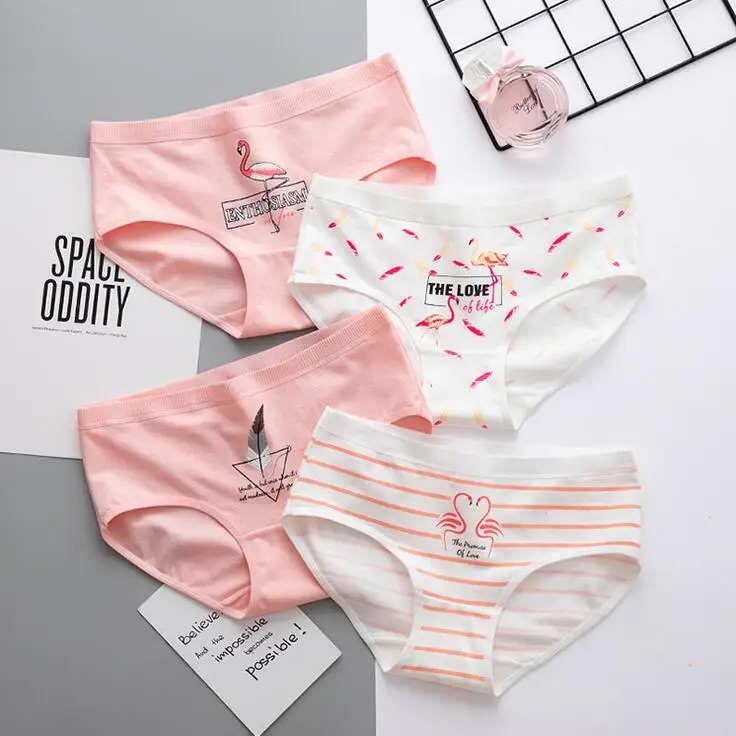 

Fashion Flamingo Prints Cotton Panties for Women Comfortable Underwear Cartoon Briefs Cute Underpants Girls Lingeries Panty