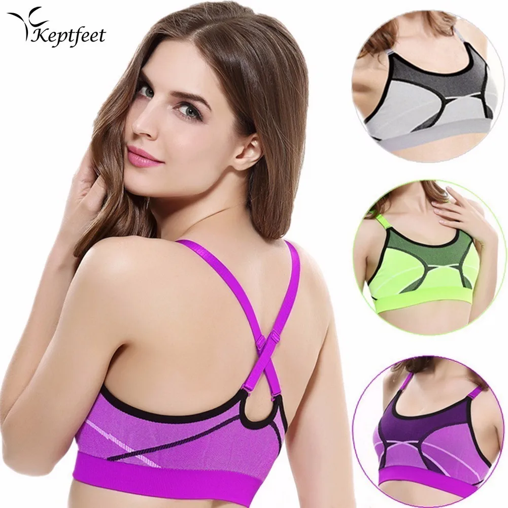 Women Seamless Adjustable Shoulder Strap Sports Bras Stretch Workout Shockproof Fitness