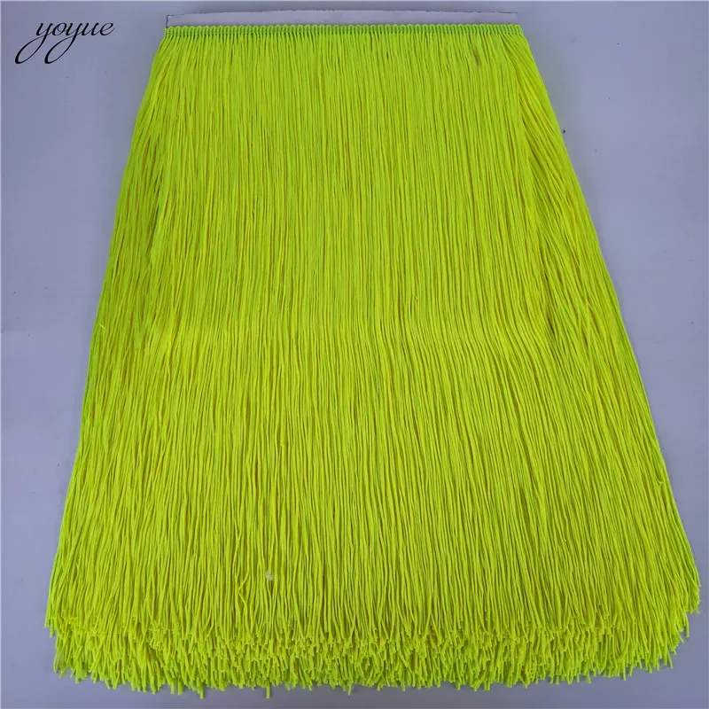 Fluorescent yellow YOYUE 10 метров 100 см длинная бахрома кружевная кисточка кружевная отделка из Полиэстера Лента Латинская танцевальная юбка занавеска бахрома для шитья - Цвет: Fluorescent yellow