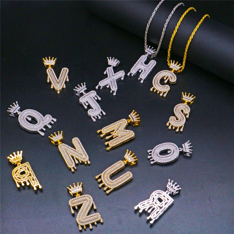 LuReen на заказ, ожерелье и подвеска в виде слова, буквы, корона, капающая буква, специальный подарок для мужчин и женщин