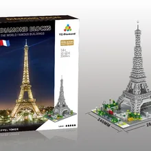 Всемирно известная Современная архитектура пейзажи микро алмазный строительный блок Эйфелева башня, Париж Франция Рик модель игрушки