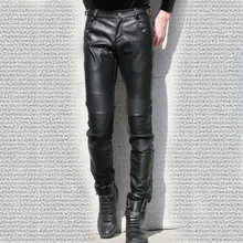 Новое горячее предложение! Мужские модные повседневные осенне-зимние обтягивающие Лоскутные кожаные брюки, брюки, /28-33