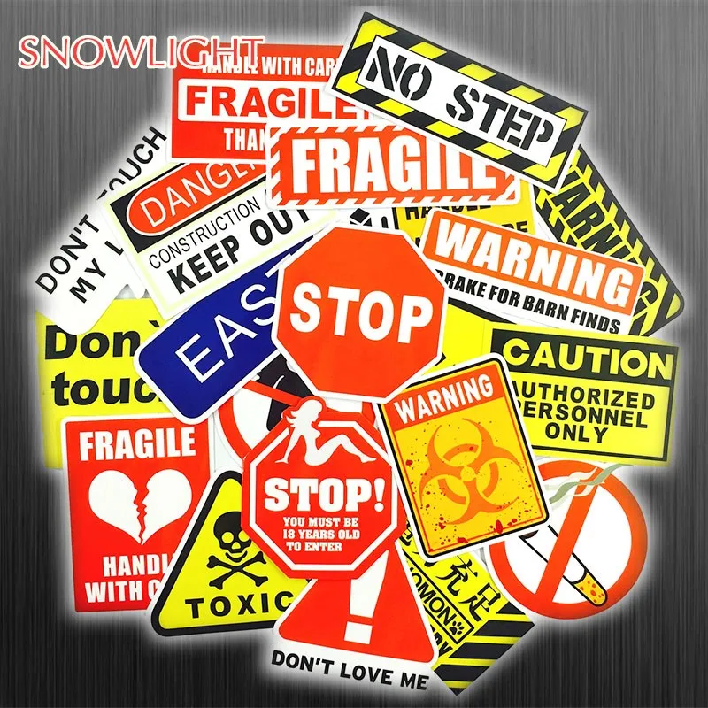 50 Pcs/lot Warning Sign Cool Waterproof Sticker For Luggage Skateboard Phone Laptop Moto Trunk Guitar Car Helmet DIY Stickers