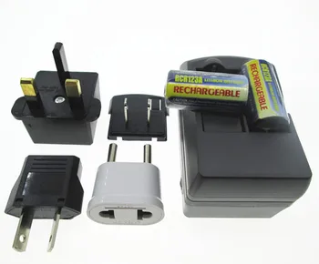 

CR123A RCR123A 3V 500mah CR123 lithium battery charger Digital camera rechargeable Li-ion lithium batteries 2battery+1charger