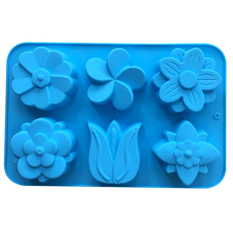 1Pcs New 6 With Different Tulip Flowers Silicone Cake Mold Silicone