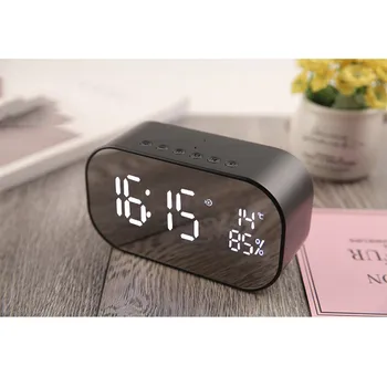 

Wireless Alarm Clock BT Home Rechargeable Table Clock Mini Display TF Card FM Audio Input Bass Speaker Alarm Clock Sound BoxZ518