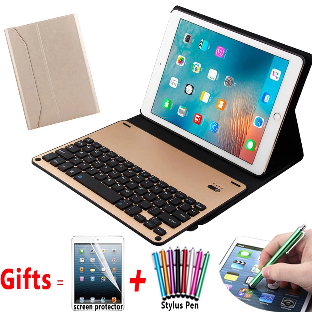 

Aluminum Alloy Wireless Removeable Bluetooth Keyboard Smart Case Cover for Apple iPad Air 1 2 Pro 9.7 5 6 New iPad 9.7 2017 2018