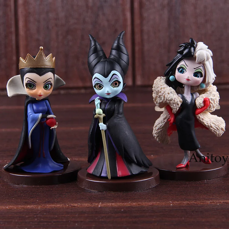 Pаспродажа QPosket символов Q Posket Petit злодеи злая queen Maleficent Круэлла де Виль ПВХ фигурку Коллекционная модель игрушки 3 шт. компл.