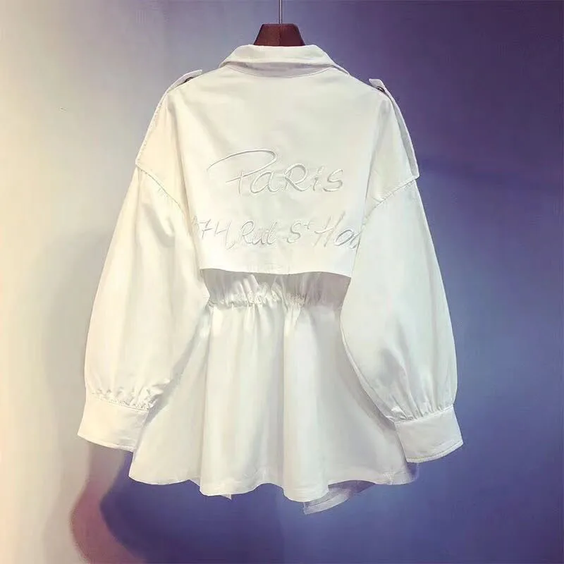 Весенняя новинка Корейская рабочая одежда ветровка Повседневная Длинная