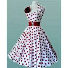 Liquidación S XL 2XL 3XL mujeres Halter blanco con puntos rojos Vintage Rockabilly vestidos de celebridades