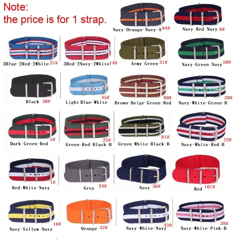 10pcs Wholesale Lot Stripe Retro 16 mm Strong Military Army fabric Nylon Watch Woven Strap Band Buckle belt 16mm watchbands